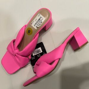 Hot pink block heel